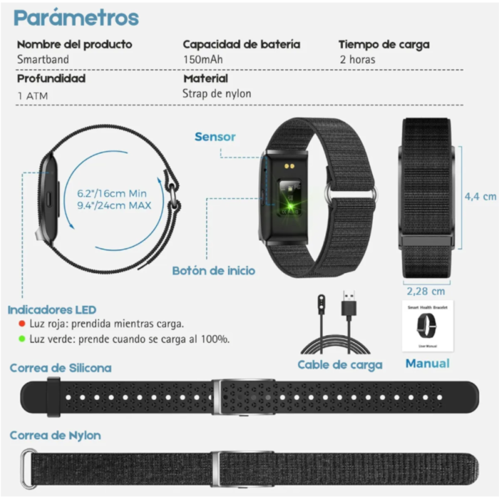 Pulsera Inteligente H59 – Negra | Silicona